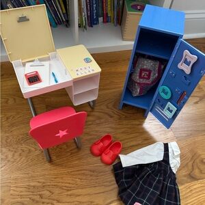 American Girl Doll School Set with Desk and Locker and outfit